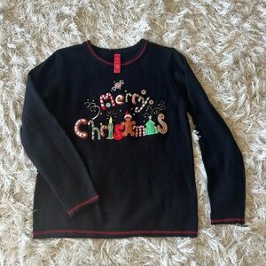 Merry Christmas Ugly Sweater Black Size Medium